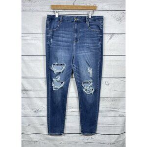 American Eagle Jeans 16 SHORT Curvy Super High Rise Jegging Distressed EUC
